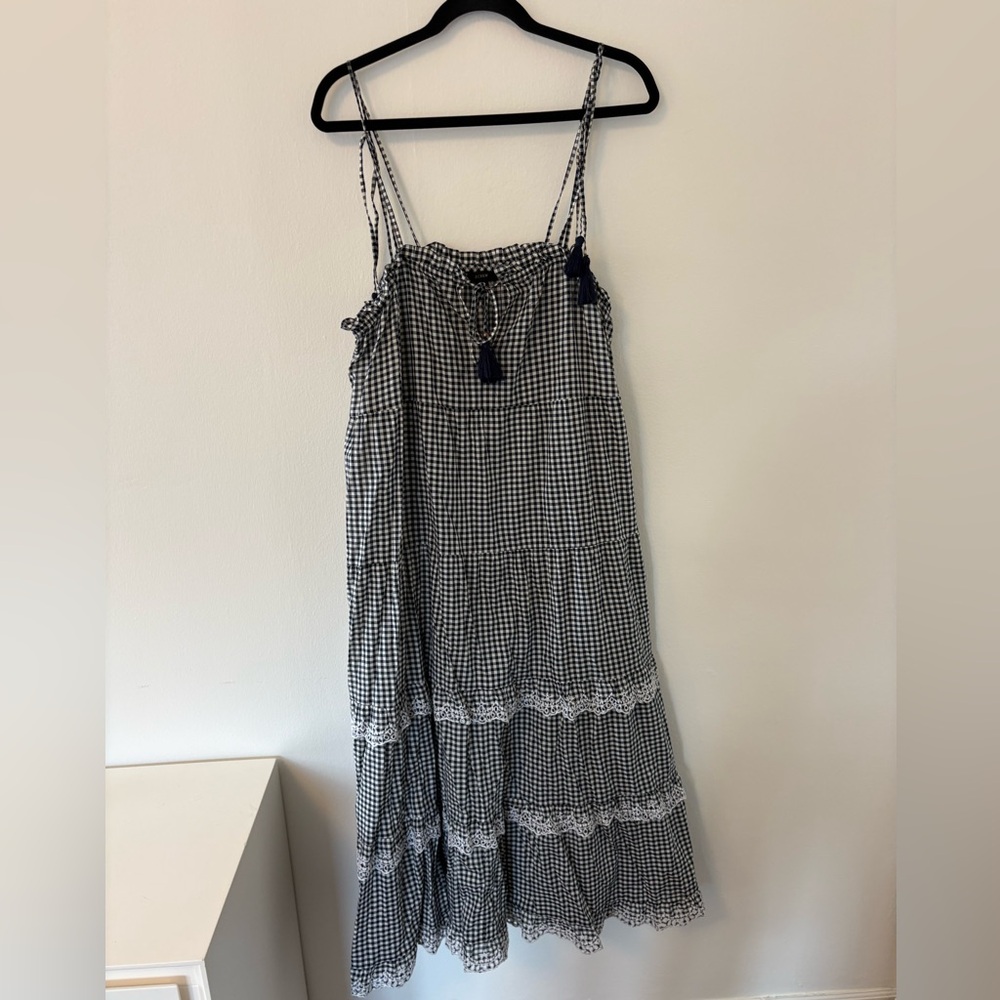 J Crew Tiered Gingham Dress size Large